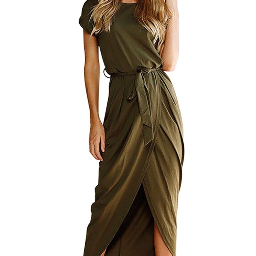Army Green T-shirt Dress